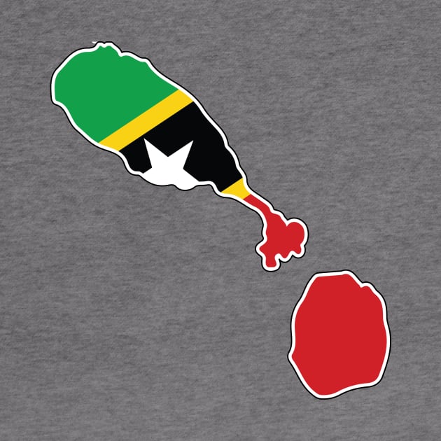 St Kitts and Nevis National Flag and Map by IslandConcepts